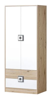 Kinderzimmer - Drehtürenschrank / Kleiderschrank Fabian 01, Farbe: Eiche Hellbra