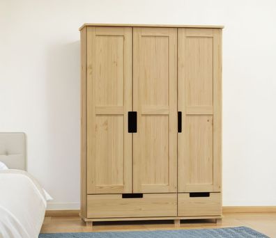 Kleiderschrank / Drehtürenschrank Kiefer massiv Vollholz natur 009 - Abmessung 1