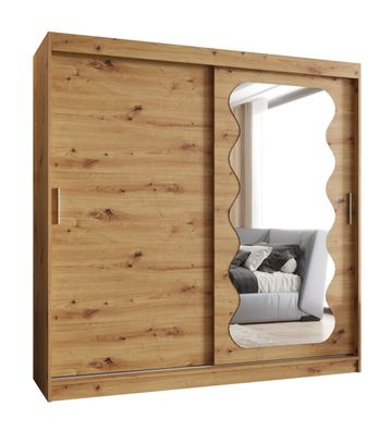 Schiebetürenschrank mit einen Spiegel Bernina 17, Farbe: Eiche Artisan, 2 Meter
