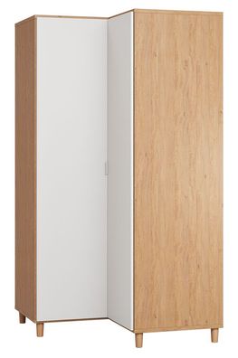 Drehtürenschrank / Eckkleiderschrank Arbolita 18, Farbe: Eiche / Weiß - Abmessun