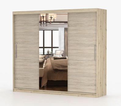 Kleiderschrank / Schiebetürenschrank mit Spiegel | 218 x 250 x 61 cm | Artisan