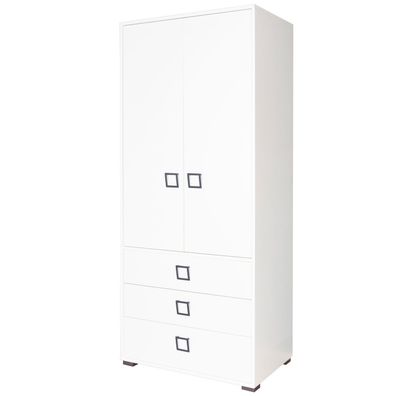 Drehtürenschrank / Kleiderschrank 13, Farbe: Weiß - Abmessungen: 198 x 84 x 56 c