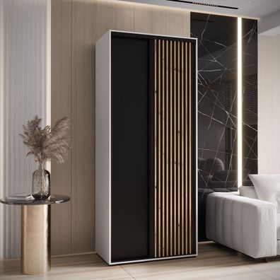 Schiebetürenschrank Tharo in Schwarz/Weiß, 235,2 x 120 x 45 cm, auch für Wohnzi