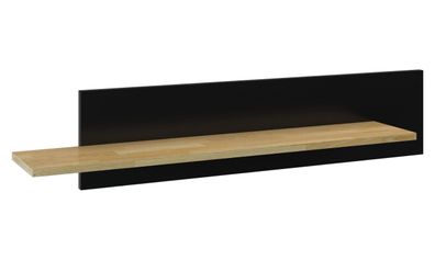 Hängeregal "Lipik" 60, Farbe: Eiche / Schwarz, teilmassiv - Abmessungen: 22 x 10