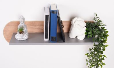 Kleines Hängeregal / Wandregal Klemens 10 für Jugend- und Kinderzimmer, Grau / E