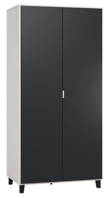 Drehtürenschrank / Kleiderschrank Vacas 13, Farbe: Weiß / Schwarz - Abmessungen:
