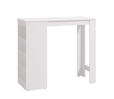 Stehtisch mit Stauraum Luji 01, Farbe: Weiß, ABS-Kantenschutz, modernes Design,