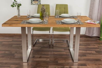 Esstisch Wooden Nature 414 Eiche massiv geölt, Tischplatte rustikal - 160 x 90 c
