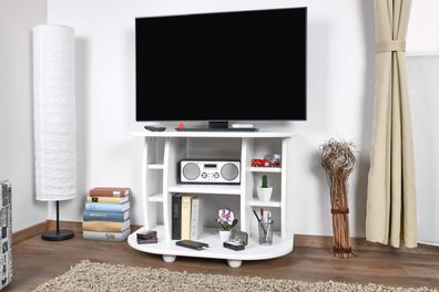 TV-Unterschrank Kiefer massiv Vollholz Weiß Junco 205 - Abmessungen: 59 x 80 x 4