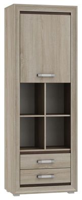 Schrank Kundiawa 27, Farbe: Sonoma Eiche hell / Sonoma Eiche dunkel - Abmessunge