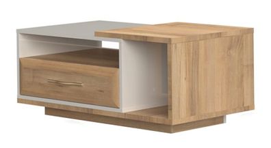 Couchtisch Gataivai 35, Farbe: Beige Hochglanz / Walnuss - Abmessungen: 117 x 60