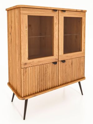 Vitrine Rolleston 21 Kernbuche massiv geölt - Abmessungen: 117 x 97 x 46 cm (H x