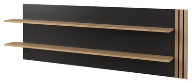 Elegantes Hängeregal / Wandregal Slatina 23 mit 2 Ablagen, Eiche / Schwarz, Maße