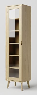 Vitrine Kiefer massiv natur Aurornis 07 - Abmessungen: 200 x 50 x 40 cm (H x B x