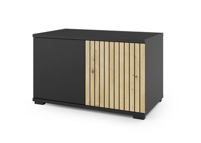 Schlichter Schuhschrank Valtierrilla 04, zwei Türen, Farbe: Eiche Artisan / Schw