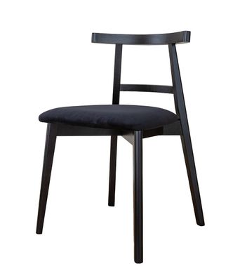 Schlichter Holzstuhl Doustre 04, Farbe: Schwarz, aus massiven Buchenholz, Maße: