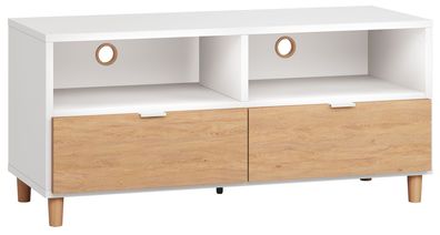 TV-Unterschrank Arbolita 36, Farbe: Weiß / Eiche - Abmessungen: 56 x 120 x 47 cm