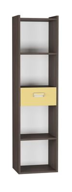 Jugendzimmer - Bücherregal Gregor 03, Farbe: Eiche Dunkelbraun / Gelb - 173 x 45