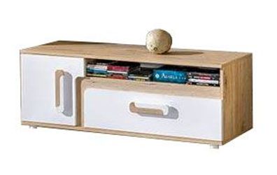 Jugendzimmer - TV-Unterschrank Oskar 17, Farbe: Eiche Hellbraun / Weiß - 42 x 12