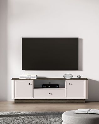 TV-Unterschrank | 1 Schublade | Farbe: Kaschmir / Eiche Windmill dunkel | Soft-C