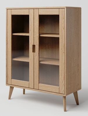 Vitrine Eiche massiv natur Aurornis 14 - Abmessungen: 125 x 96 x 40 cm (H x B x