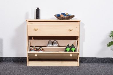 Schuhschrank 014 Kiefer massiv Vollholz natur - Abmessung 62 x 72 x 29 cm (H x B