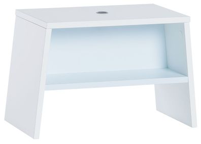 Kinderhocker Irlin 04, Farbe: Weiß / Blau - Abmessungen: 31 x 46 x 25 cm (H x B