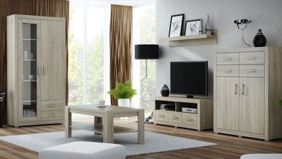 Wohnzimmer Komplett - Set A Lorengau, 5-teilig, Farbe: Sonoma Eiche