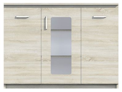 Vitrine Pamulang 03, Farbe: Sonoma Eiche - Abmessungen: 91 x 122 x 40 cm (H x B