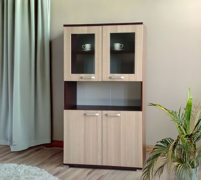 Vitrine Cikupa 42, Farbe: Nuss / Ulme - Abmessungen: 160 x 90 x 40 cm (H x B x T