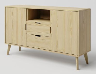 TV-Unterschrank Kiefer massiv natur Aurornis 61 - Abmessungen: 84 x 142 x 40 cm