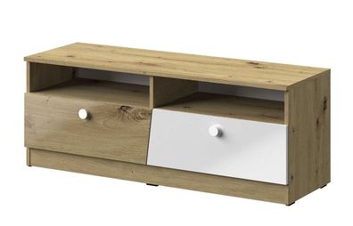 TV Unterschrank Sirte 08, Farbe: Weiß / Eiche Hochglanz - Abmessungen: 45 x 120