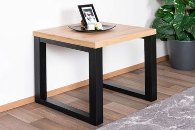 Kleiner quadratischer Couchtisch mit schwarzen Beinen "Prizren" 01, Eiche Artisa