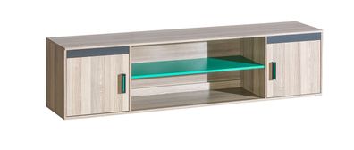 Jugendzimmer - Schreibtischaufsatz Marcel 17, Farbe: Esche Türkis / Grau / Braun