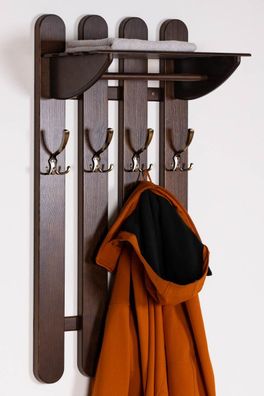 Hochwertige Garderobe aus Massivholz Kiefer Junco 349, Walnussfarben, 100 x 50 x