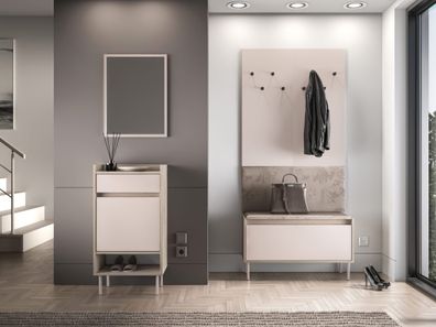 Garderobe Komplett Set | Farbe: Eiche Cremona / Kaschmir | Soft-Close | inkl. Sa