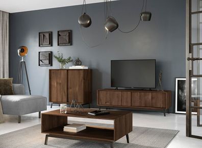 Wohnzimmer Komplett - Set A Salleron, 3-teilig, Eiche massiv geölt, in Tabacco,
