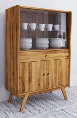 Vitrine Otago 28 Wildeiche massiv geölt - Abmessungen: 154 x 100 x 50 cm (H x B