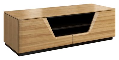 TV-Unterschrank "Belica" 19, Farbe: Eiche natur / Schwarz, teilmassiv - Abmessun