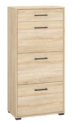 Schuhschrank Vacaville 14, Farbe: Sonoma Eiche hell - Abmessungen: 126 x 60 x 34