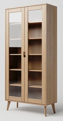 Vitrine Eiche massiv natur Aurornis 09 - Abmessungen: 200 x 96 x 40 cm (H x B x