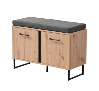 Moderne Sitzbank mit Stauraum Crina 13, Farbe: Eiche Artisan / Schwarz, Polsteru