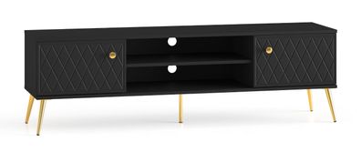 TV-Unterschrank Luzan 03 in Schwarz matt, 49 x 160 x 40 cm, mit 2 Türen und 4 Fä