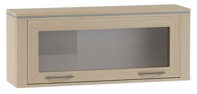 Hängevitrine Kainanto 01, Farbe: Eiche / Grau - Abmessungen: 39 x 96 x 25 cm (H