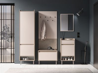 Garderobe Komplett Set | Farbe: Eiche Cremona / Kaschmir | Soft-Close-Funktion |