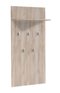 Garderobe mit fünf Haken Molia 04, Farbe: Eiche Grau, eine Ablagefläche, Maße: 1