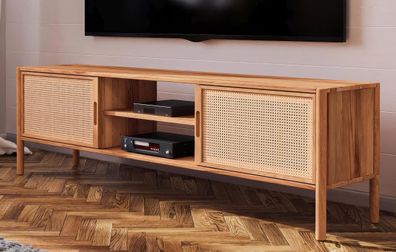 TV-Unterschrank Wellsford 12 Kernbuche massiv geölt - Abmessungen: 64 x 204 x 46