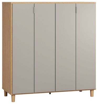 Barschrank Nanez 03, Farbe: Eiche / Grau - Abmessungen: 122 x 112 x 47 cm (H x B