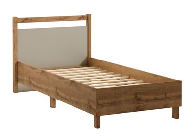 Einzelbett Braianik 07 mit Liegefläche 90 x 200 cm, in Eiche Wotan / Beige, 92 x