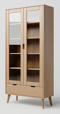 Vitrine Eiche massiv natur Aurornis 10 - Abmessungen: 200 x 96 x 40 cm (H x B x